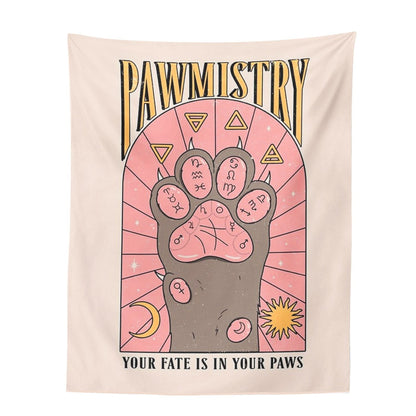 Cat Paws Tapestry Witchcraft Tarot Tapestry Bohemian Style Decoration Home Decoration Hippie Mattress Girls Dorm Room Decor