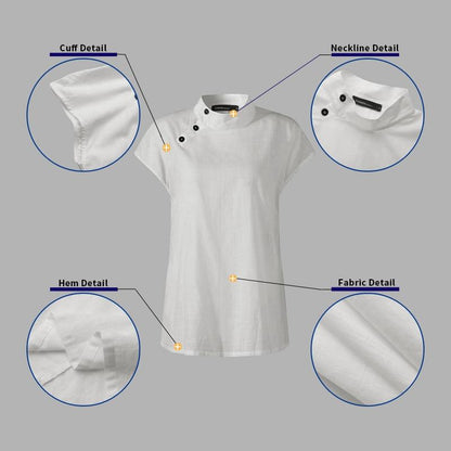 Celmia Stylish Tunic Tops Plus Size Women Short Sleeve Summer Blouses Buttons Solid Cotton Linen Tops Casual Loose Blusas Femme