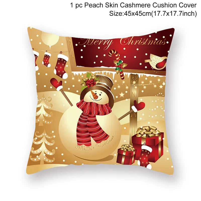 Christmas Cushion Cover Merry Christmas Decorations For Home Christmas Ornament Navidad Noel Xmas Gifts Happy New Year
