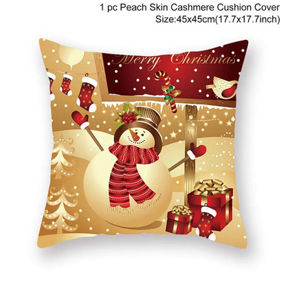 Christmas Cushion Cover Merry Christmas Decorations For Home Christmas Ornament Navidad Noel Xmas Gifts Happy New Year