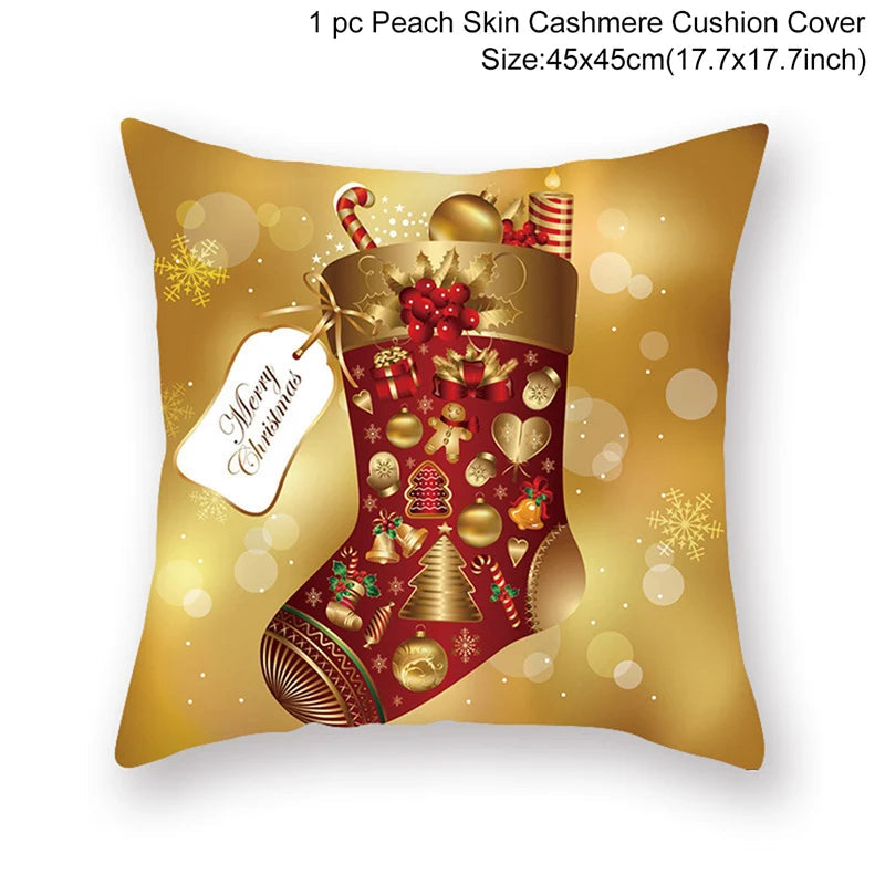 Christmas Cushion Cover Merry Christmas Decorations For Home Christmas Ornament Navidad Noel Xmas Gifts Happy New Year