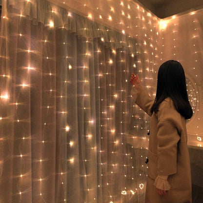 Christmas Decorations For Home 3M Curtain String Light Flash Fairy Garland Home Decor Navidad 2021 Xmas Decoration New Year 2022