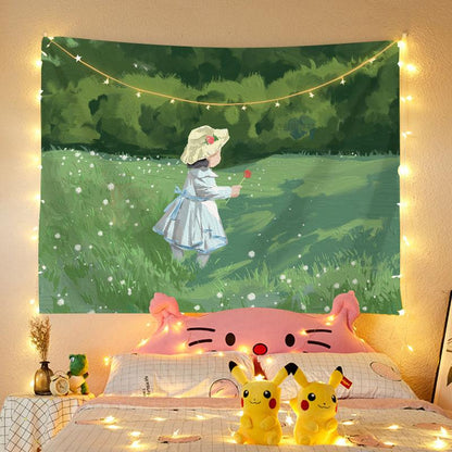 Cute Tapestry Wall Hanging Wall Decor View Hanging Cloth Cute Decoration Painting Tapestry Net Red Background Cloth Dormitory