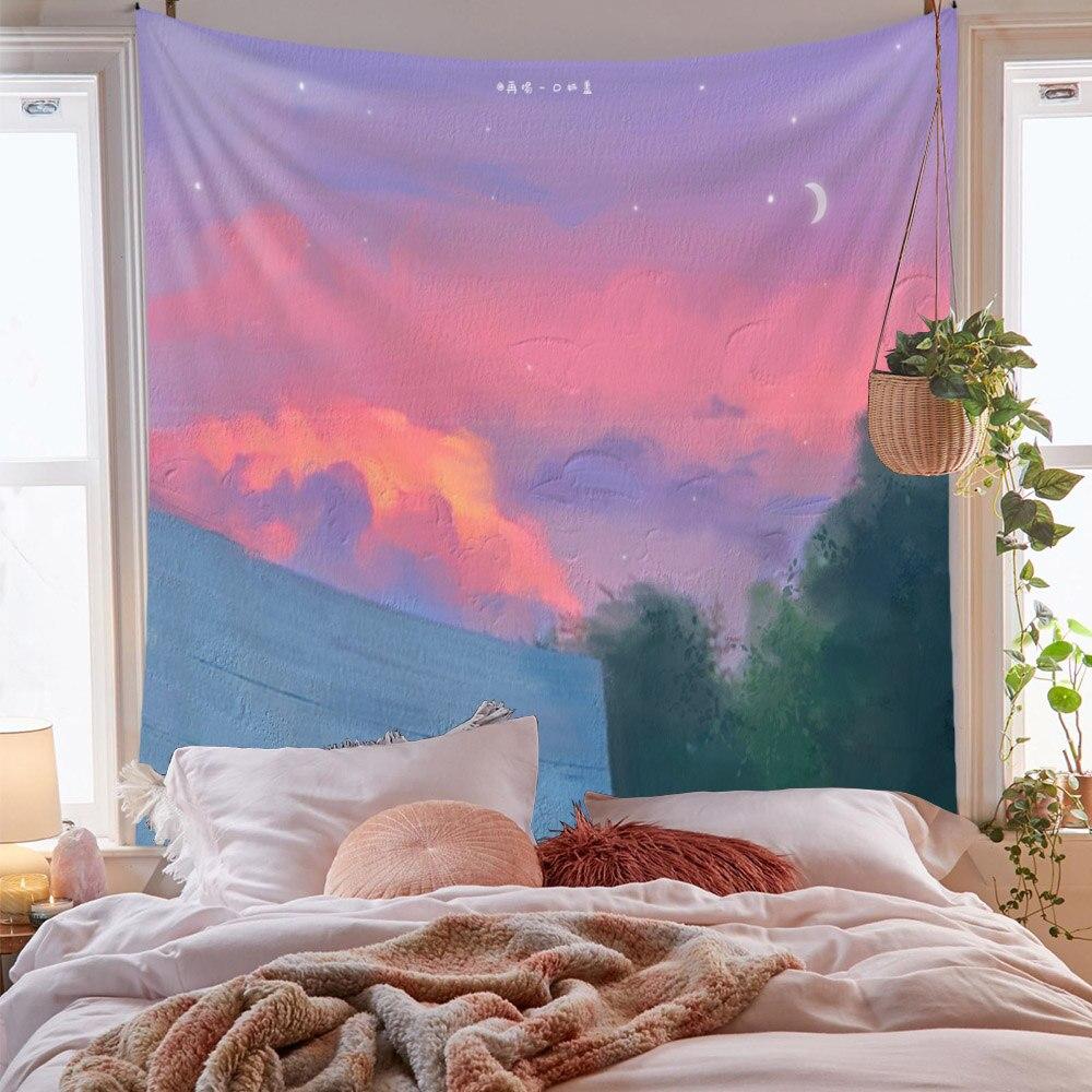 Cute Tapestry Wall Hanging Wall Decor View Hanging Cloth Cute Decoration Painting Tapestry Net Red Background Cloth Dormitory