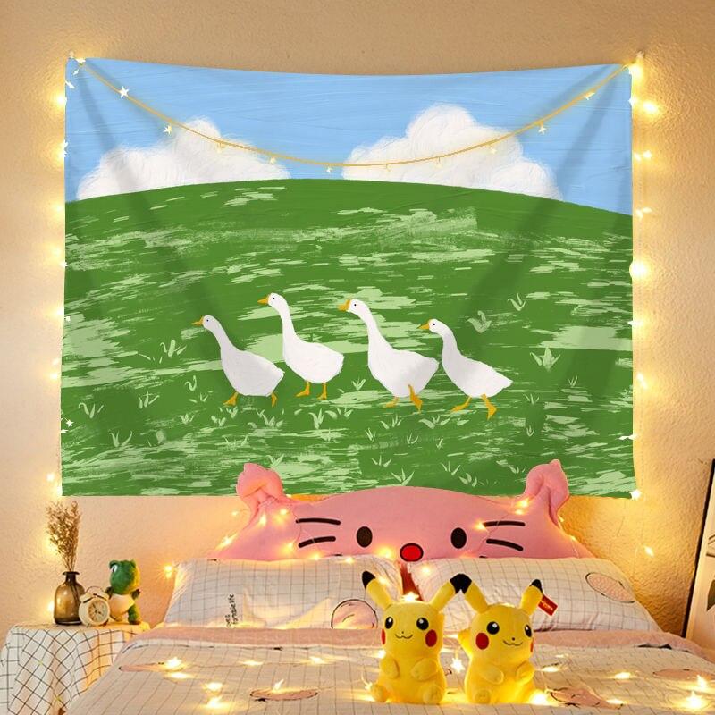 Cute Tapestry Wall Hanging Wall Decor View Hanging Cloth Cute Decoration Painting Tapestry Net Red Background Cloth Dormitory