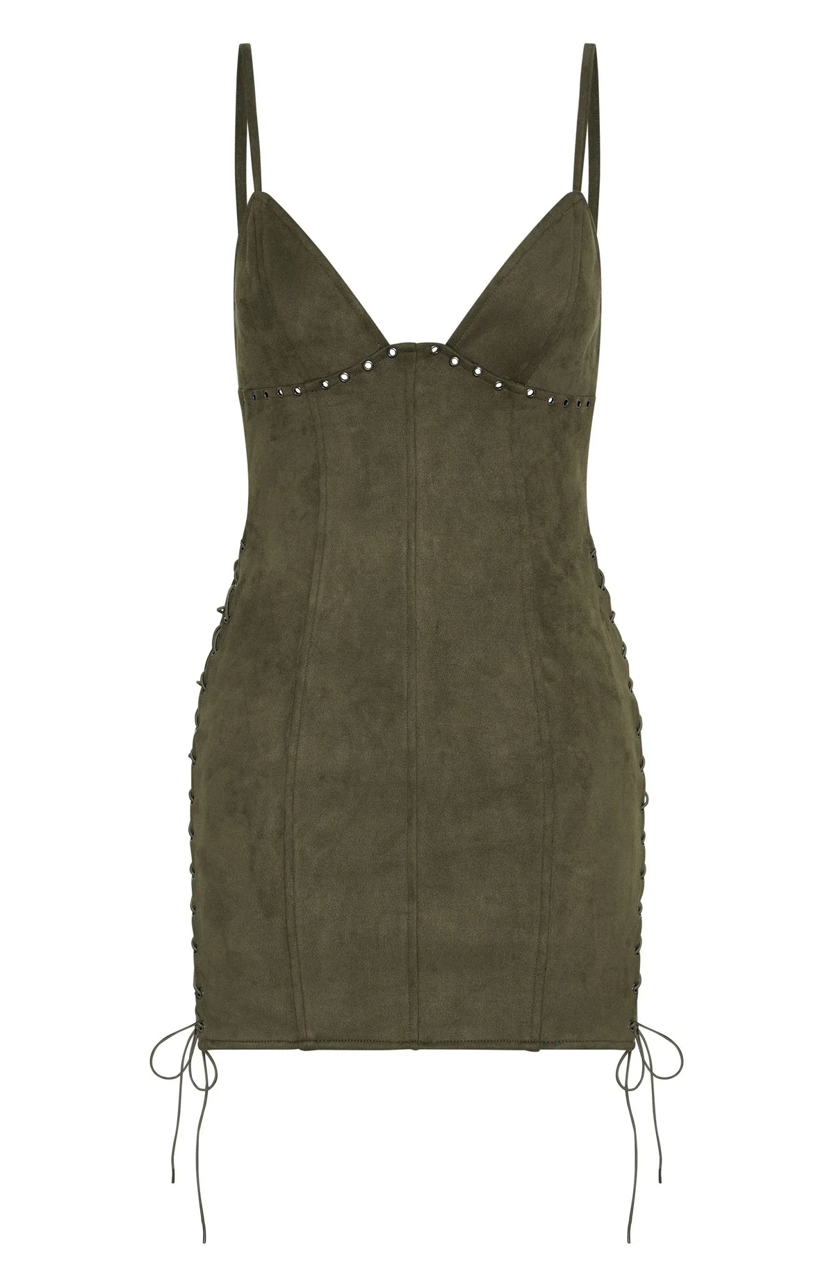 Bratty Faux Suede Mini Dress Cactus