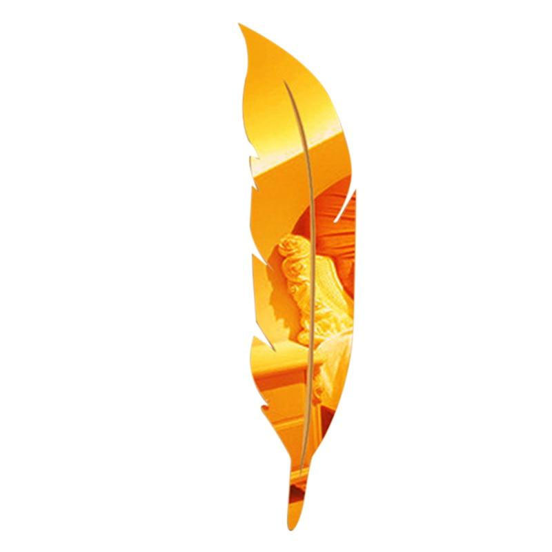 Diy Feather Plume 3D Mirror Wall Sticker For Living Room Art Home Decor Vinyl Decal Acrylic Sticker Mural Wall Decor Wallpaper