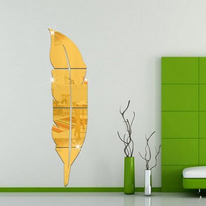 Diy Feather Plume 3D Mirror Wall Sticker For Living Room Art Home Decor Vinyl Decal Acrylic Sticker Mural Wall Decor Wallpaper