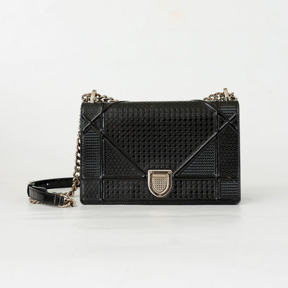 Dior Black Micro Cannage Diorama Medium Handbag