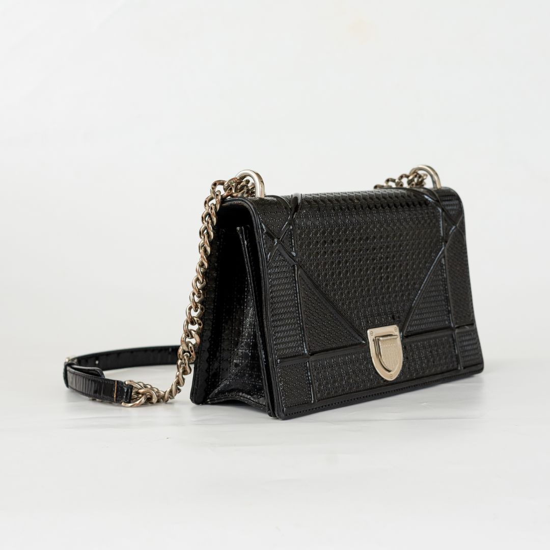 Dior Black Micro Cannage Diorama Medium Handbag