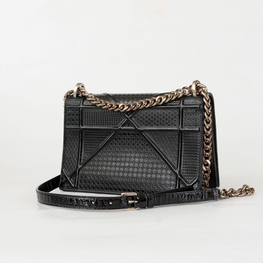 Dior Black Micro Cannage Diorama Medium Handbag