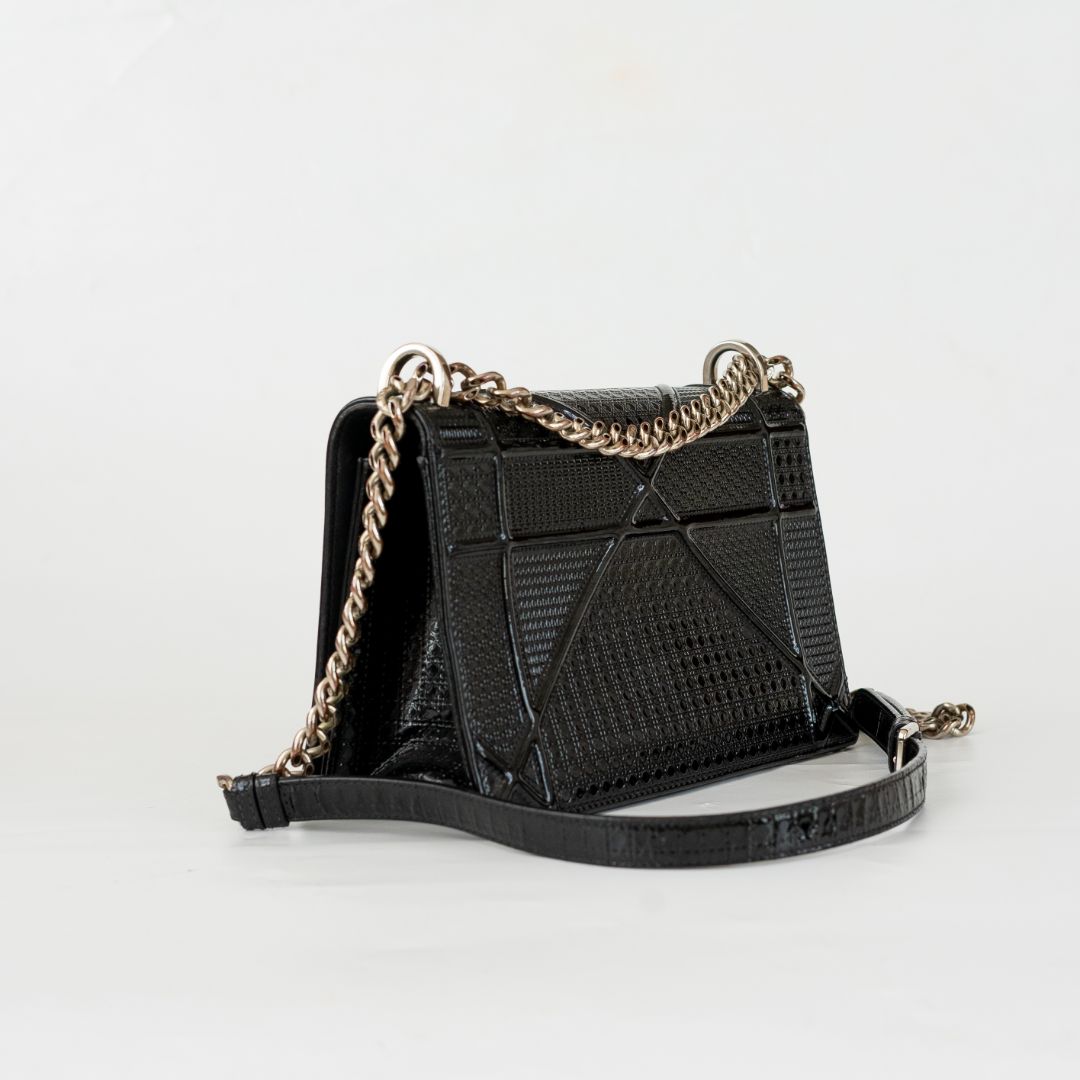 Dior Black Micro Cannage Diorama Medium Handbag
