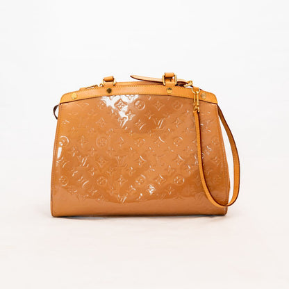 Louis Vuitton Beige Patent Leather GM Brea Bag