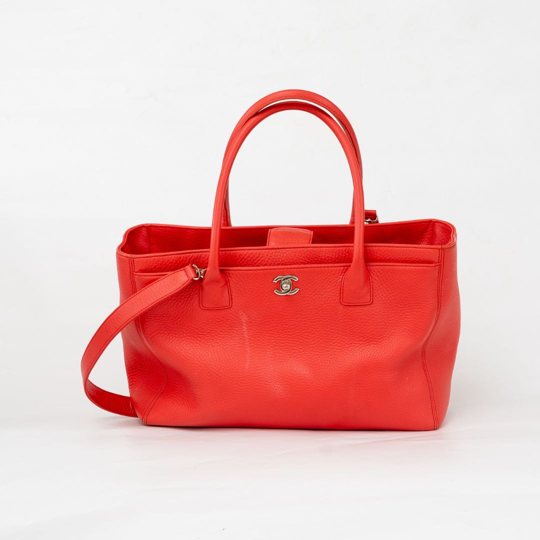 Chanel Pinkish-red Leather Executive Small Bag