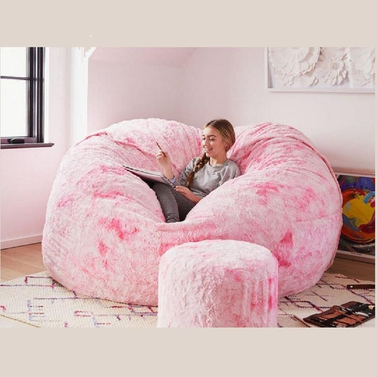 183Cm Fur Giant Removable Washable Bean Bag Bed Cover Comfortable Living Room Furniture Lazy Sofa Coat