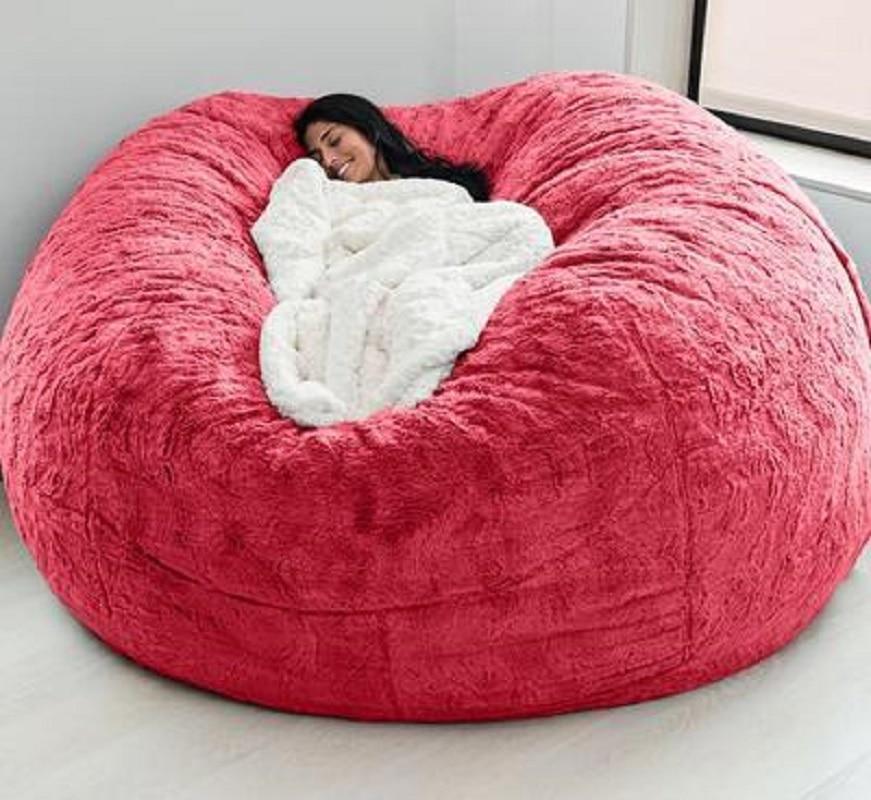 183Cm Fur Giant Removable Washable Bean Bag Bed Cover Comfortable Living Room Furniture Lazy Sofa Coat