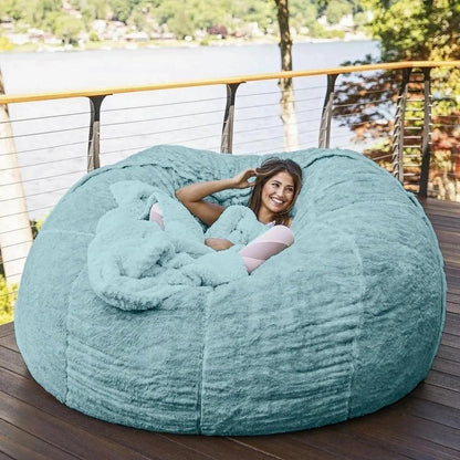 183Cm Fur Giant Removable Washable Bean Bag Bed Cover Comfortable Living Room Furniture Lazy Sofa Coat