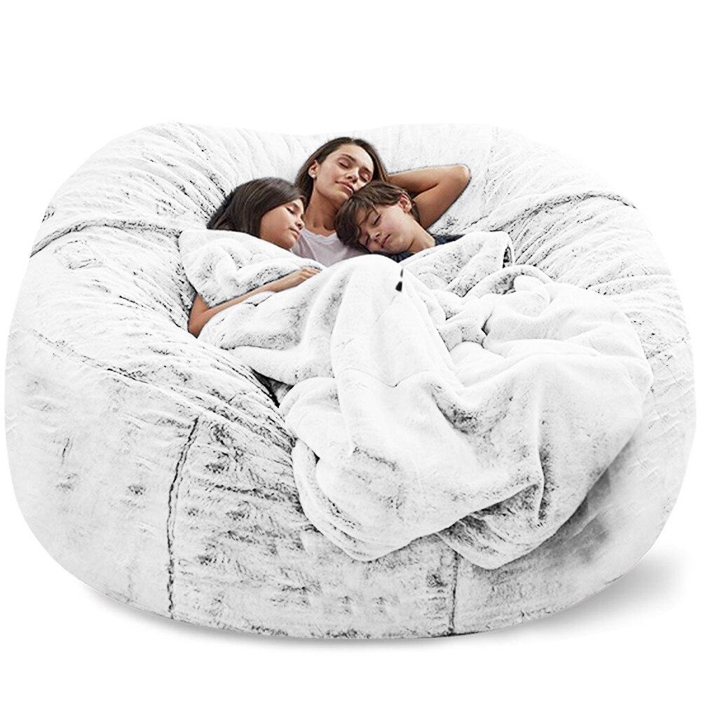 183Cm Fur Giant Removable Washable Bean Bag Bed Cover Comfortable Living Room Furniture Lazy Sofa Coat