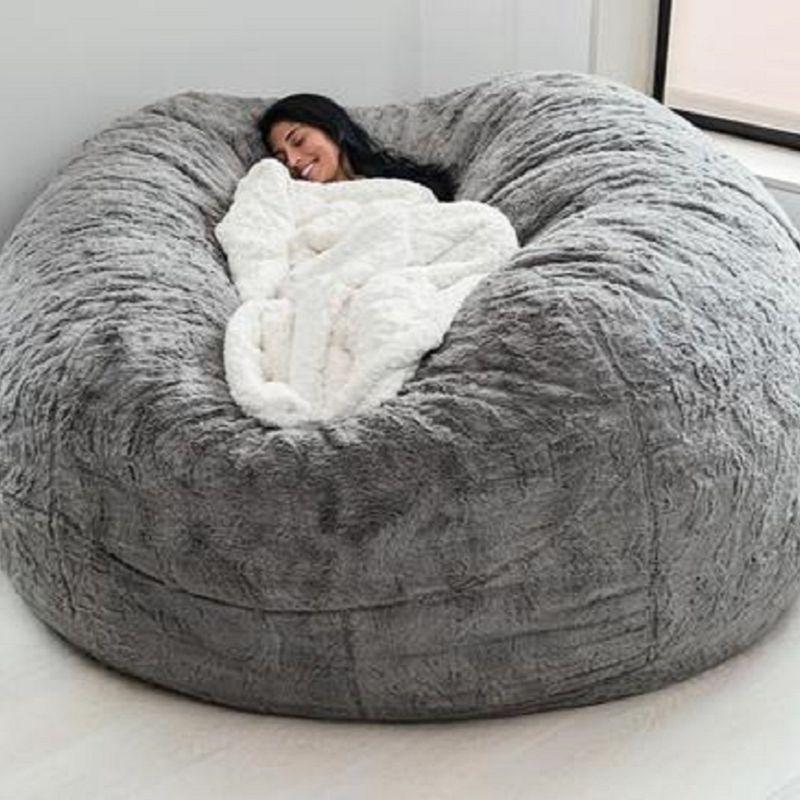 183Cm Fur Giant Removable Washable Bean Bag Bed Cover Comfortable Living Room Furniture Lazy Sofa Coat
