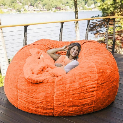 183Cm Fur Giant Removable Washable Bean Bag Bed Cover Comfortable Living Room Furniture Lazy Sofa Coat