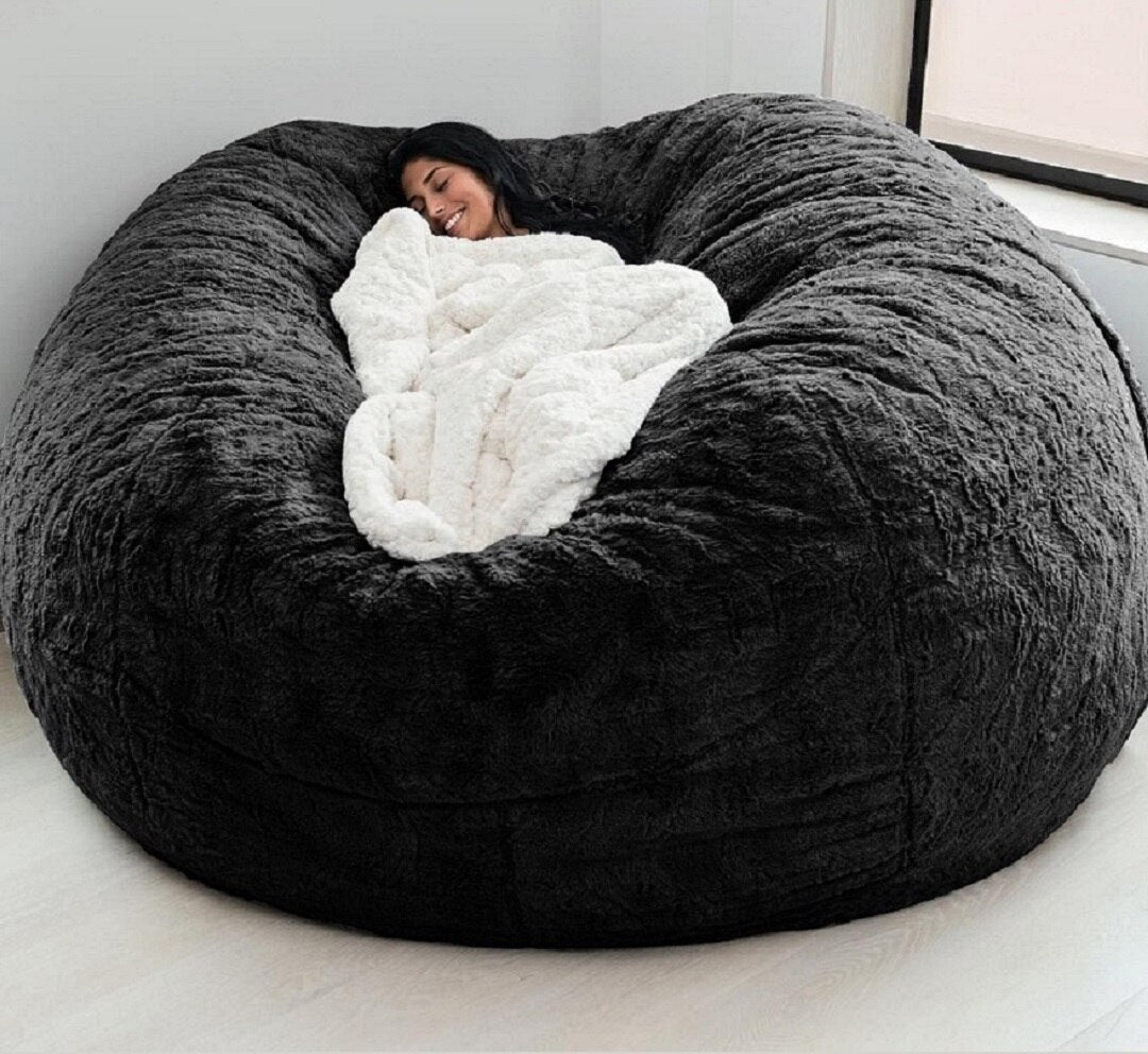 183Cm Fur Giant Removable Washable Bean Bag Bed Cover Comfortable Living Room Furniture Lazy Sofa Coat