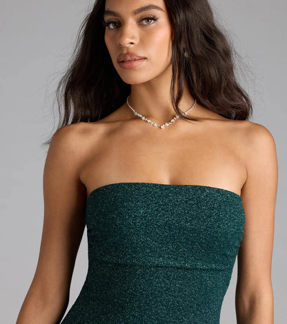 Glittering Magic Strapless A-Line Mini Dress