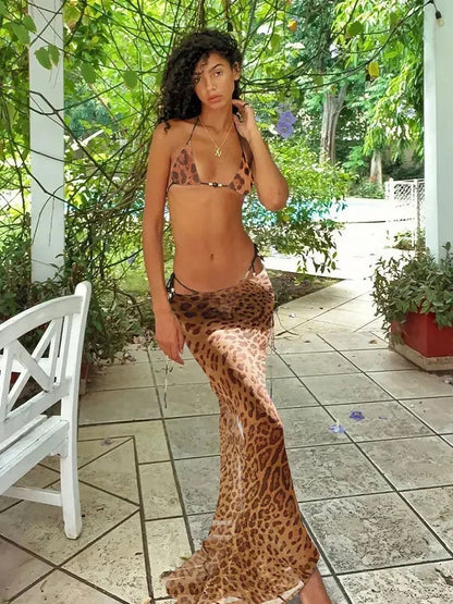 Edolynsa Sexy Zebra Stripes 3 Pieces Bikini Set 2024 Summer Beach Wear Triangle Bikinis Swimsuit Skirt Swimwear Cover-Up A1554
