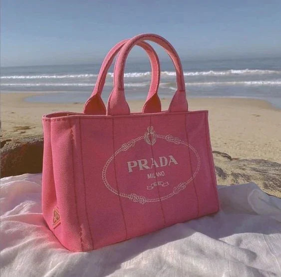 Prada Print Logo Tote Bag