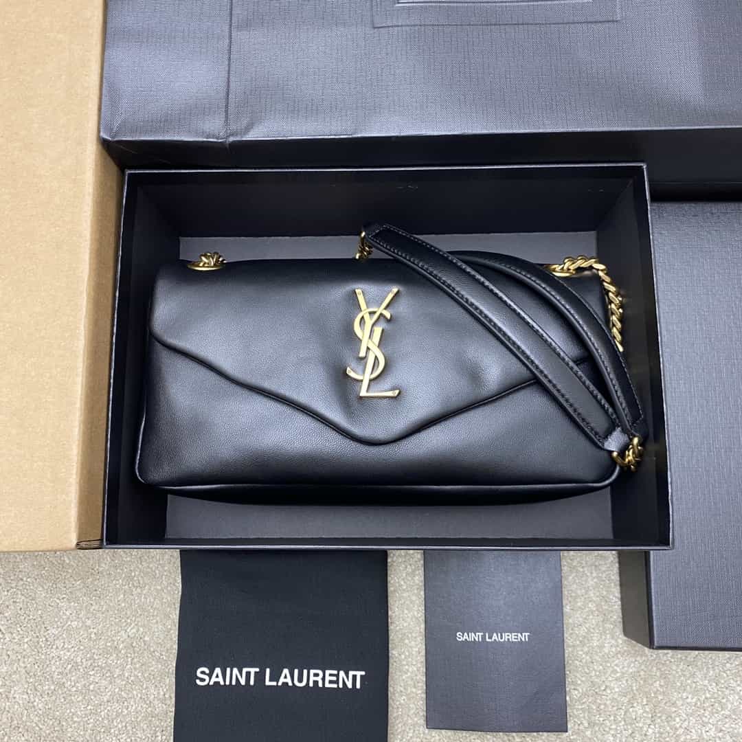 Saint Laurent  black lambskin chain handbag