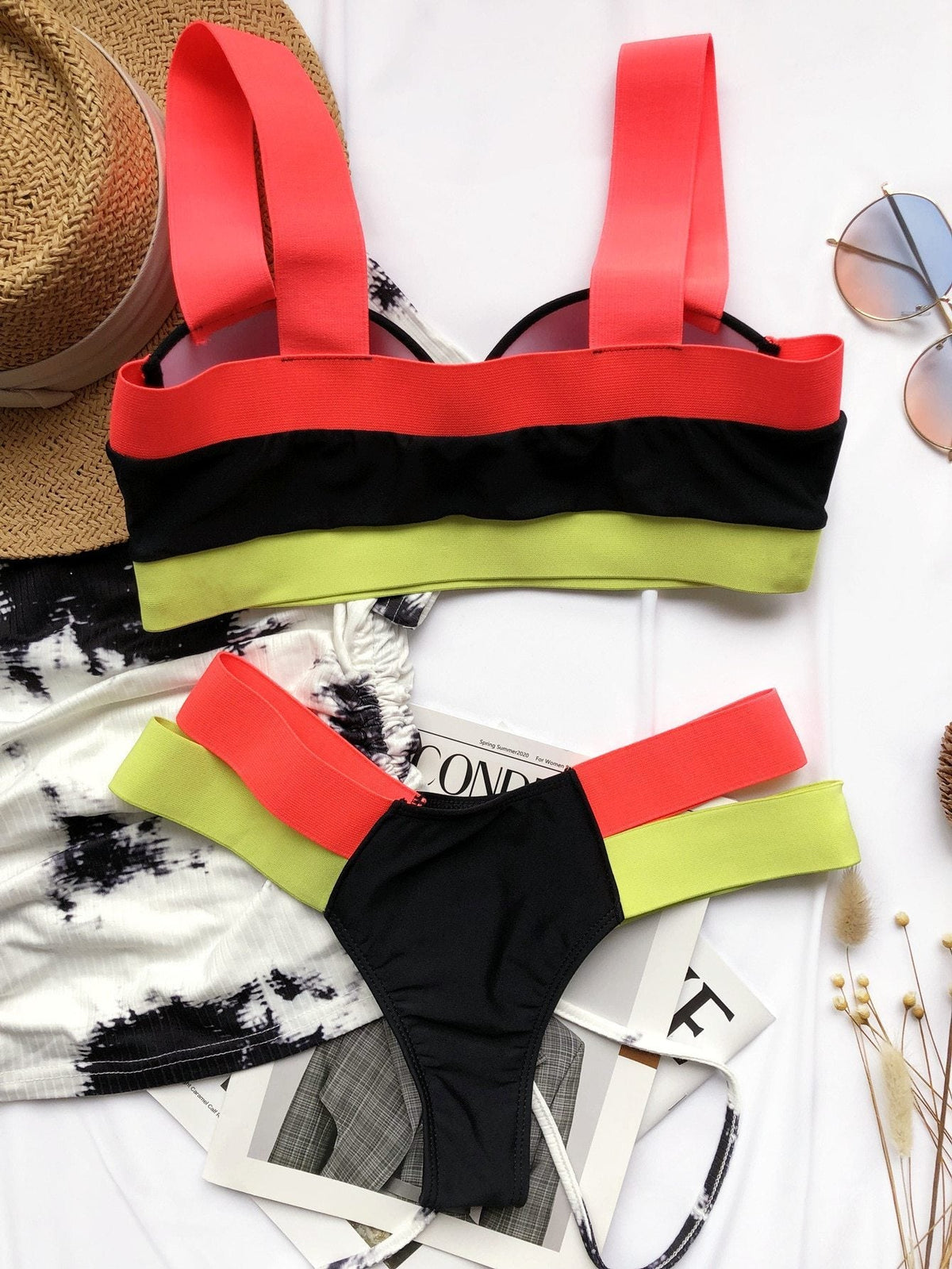 Ellolace Women'S Swimsuits Sexy Swimwear Patchwork Bikini Woman Push Up Biquini Neon Bikinis Swimsuit Bathing Suits 2021