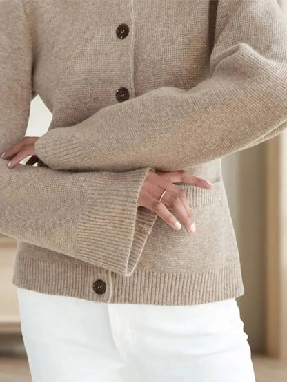 Fashion Chic Solid Knitted Cardigan For Women O Neck Long Sleeve Single Breasted Sweater 2024 Autumn Female Commuting Streetwear