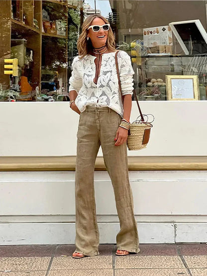 Fashion White Hollow Out Buttons Shirt For Women O Neck Single Breasted Long Sleeve Blouse 2024 Chic Female Commuting Streetwear