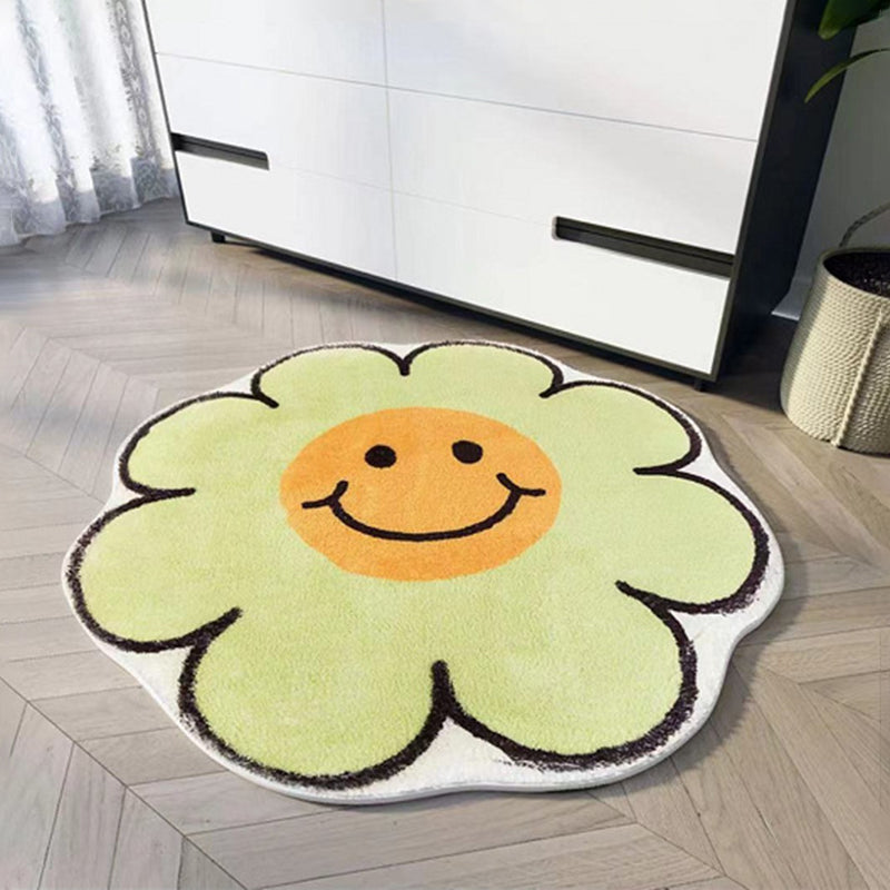 Flower Rug For Living Room Nordic Smiley Flower Carpet Bedroom Bedside Area Rug Plush Floor Mat Home Decor Non-Slip Bath Mat