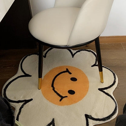 Flower Rug For Living Room Nordic Smiley Flower Carpet Bedroom Bedside Area Rug Plush Floor Mat Home Decor Non-Slip Bath Mat