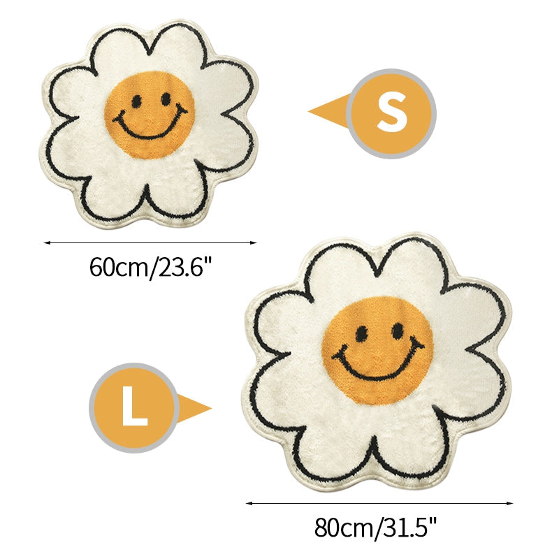 Flower Rug For Living Room Nordic Smiley Flower Carpet Bedroom Bedside Area Rug Plush Floor Mat Home Decor Non-Slip Bath Mat