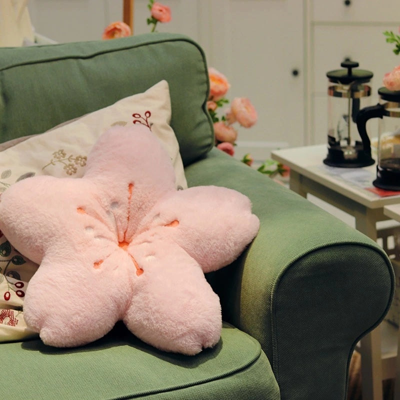 Cherry Blossoms Stuffed Flower Plush Cushion Girly Room Decor Sunflower Pillow Pink Flower For Girls Bedroom Seat Pillow