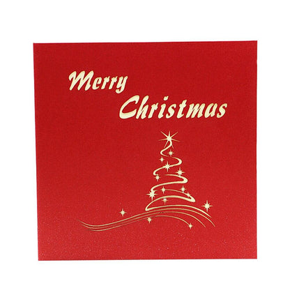 3Pcs/Lot Handmade 3D Design Stand Up Christmas Tree Greeting Card Holiday Happy New Year Holiday Gift Bright Color