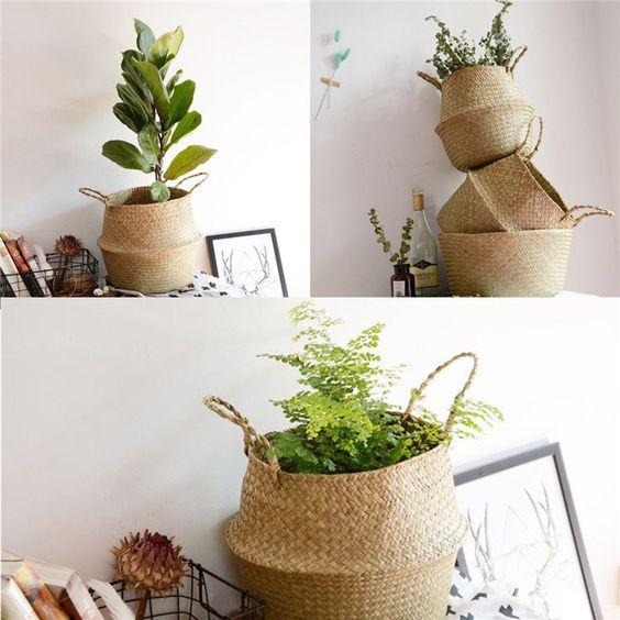 Seaweed Wicker Basket Rattan Hanging Flowerpot Flowerpot Dirty Clothes Dirty Clothes Basket Storage Basket   Wf1015