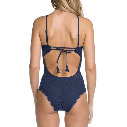 Black Mesh Lace Crochet One Piece Swimsuit Retro Women Bodysuit Female Monokini Vintage Swimwear Sexy Beach Wear Big Xxl Bikini
