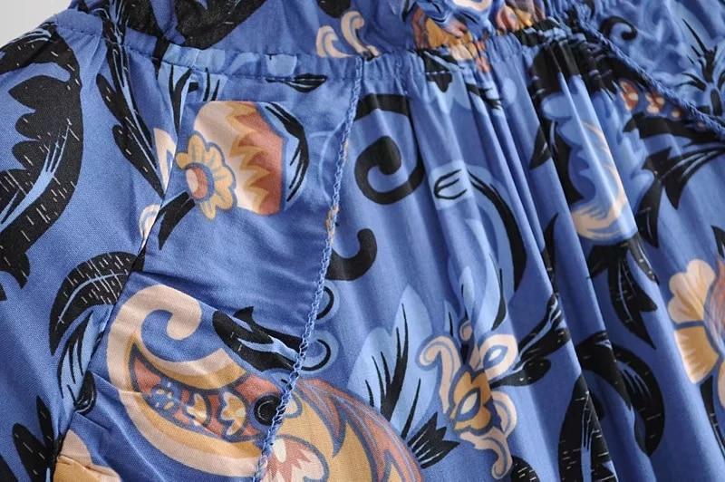 Print Frill Dress Women Tiers V-Neck Long Sleeve Dress Autumn  New Boho Dress