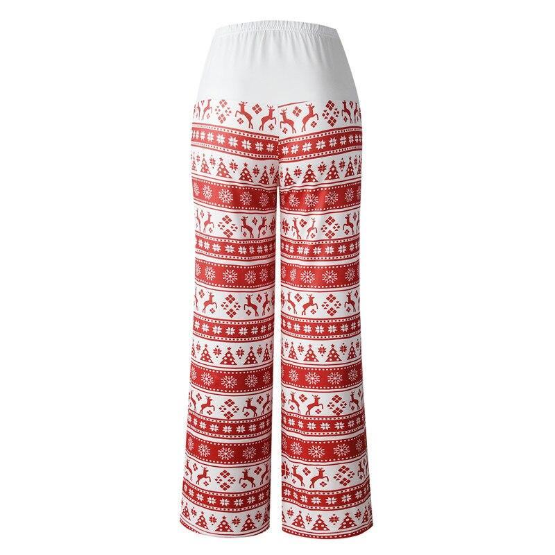 New Autumn Women Christmas Style Long Pants Vintage Print Casual Wide Leg Pants Streetwear Female Patchwork Loose Pant