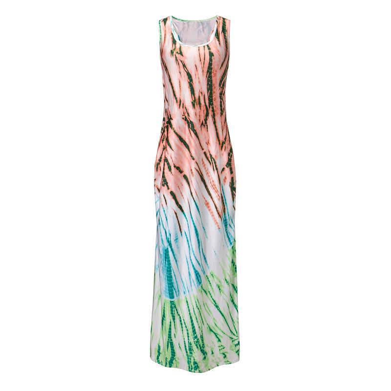 Casual Female Dress Plus Size Woman Dress Max Sleeveless O-Neck Vestido Printing