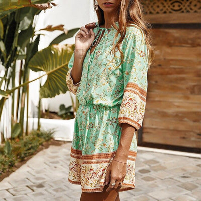 Women'S Floral Summer New Fashion V-Neck Casual Jumpsuit