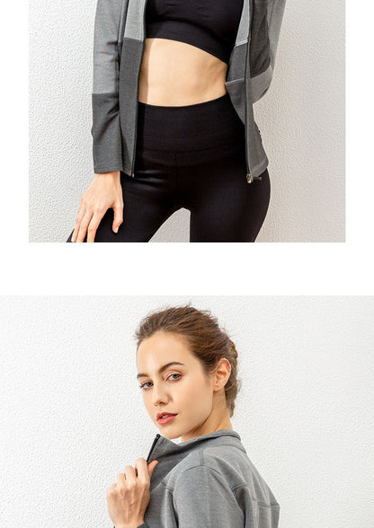 Autumn And Winter New Style Zip Cardigan Panel Sports Yoga Clothes Women'S Outdoor Training Running Fitne