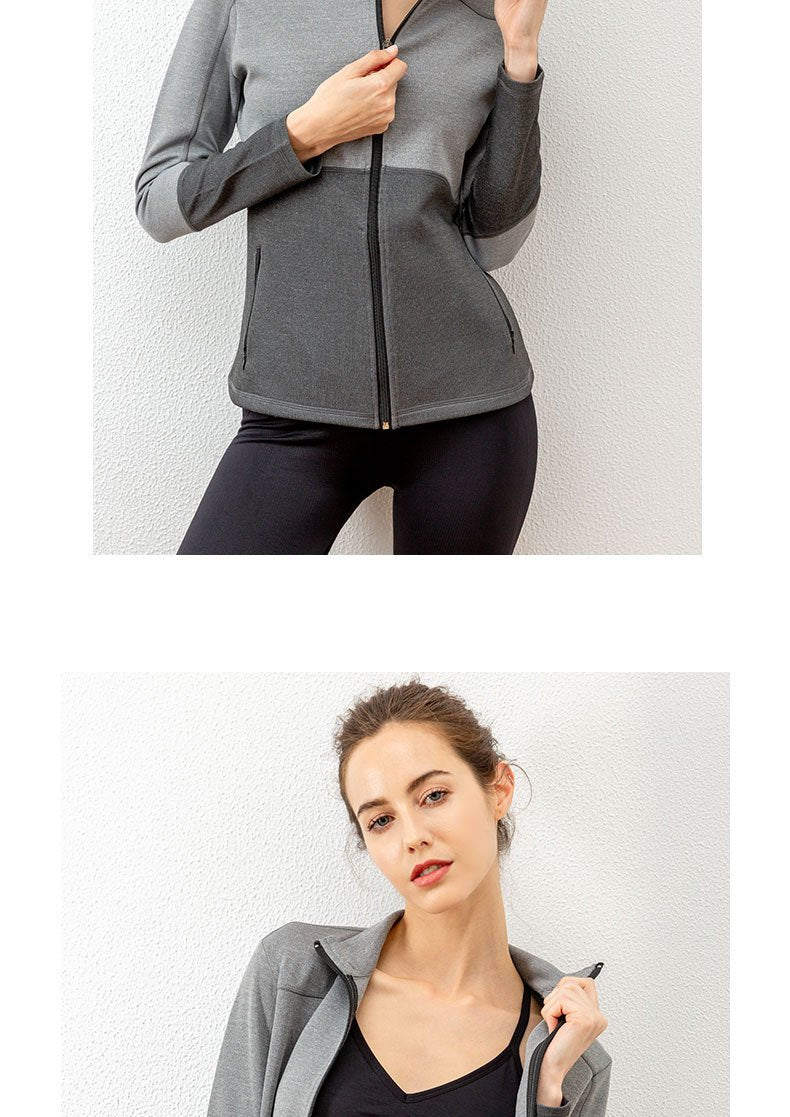 Autumn And Winter New Style Zip Cardigan Panel Sports Yoga Clothes Women'S Outdoor Training Running Fitne