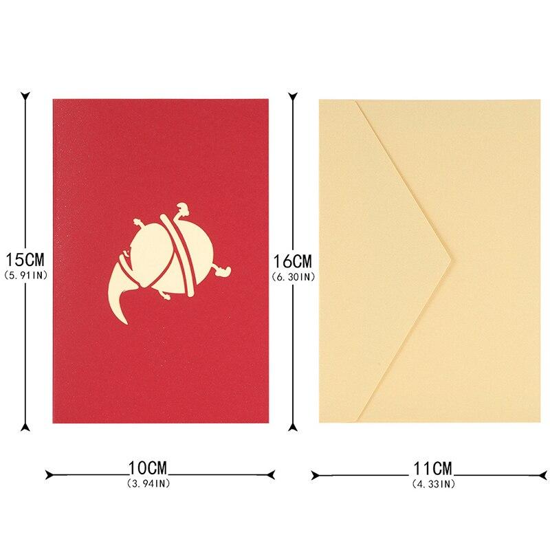 3 Pcs/Lot 3D Stereoscopic Christmas Card Santa Claus Greeting Cards  Envelope Paper Carving Card For Birthday Party