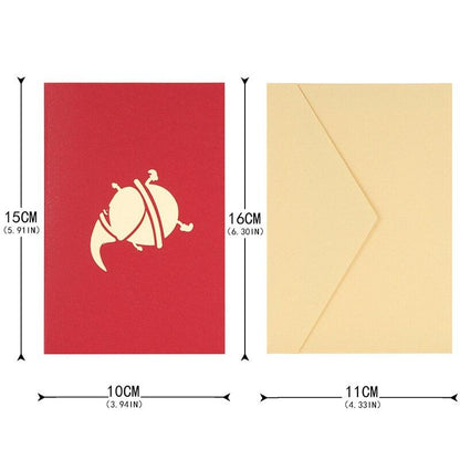 3 Pcs/Lot 3D Stereoscopic Christmas Card Santa Claus Greeting Cards  Envelope Paper Carving Card For Birthday Party