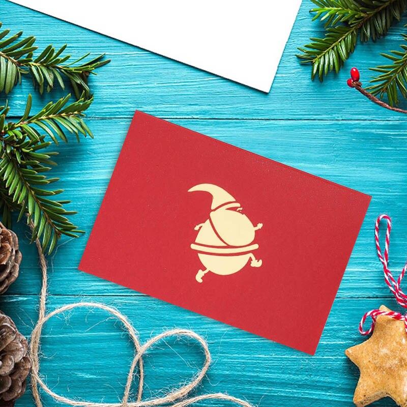 3 Pcs/Lot 3D Stereoscopic Christmas Card Santa Claus Greeting Cards  Envelope Paper Carving Card For Birthday Party