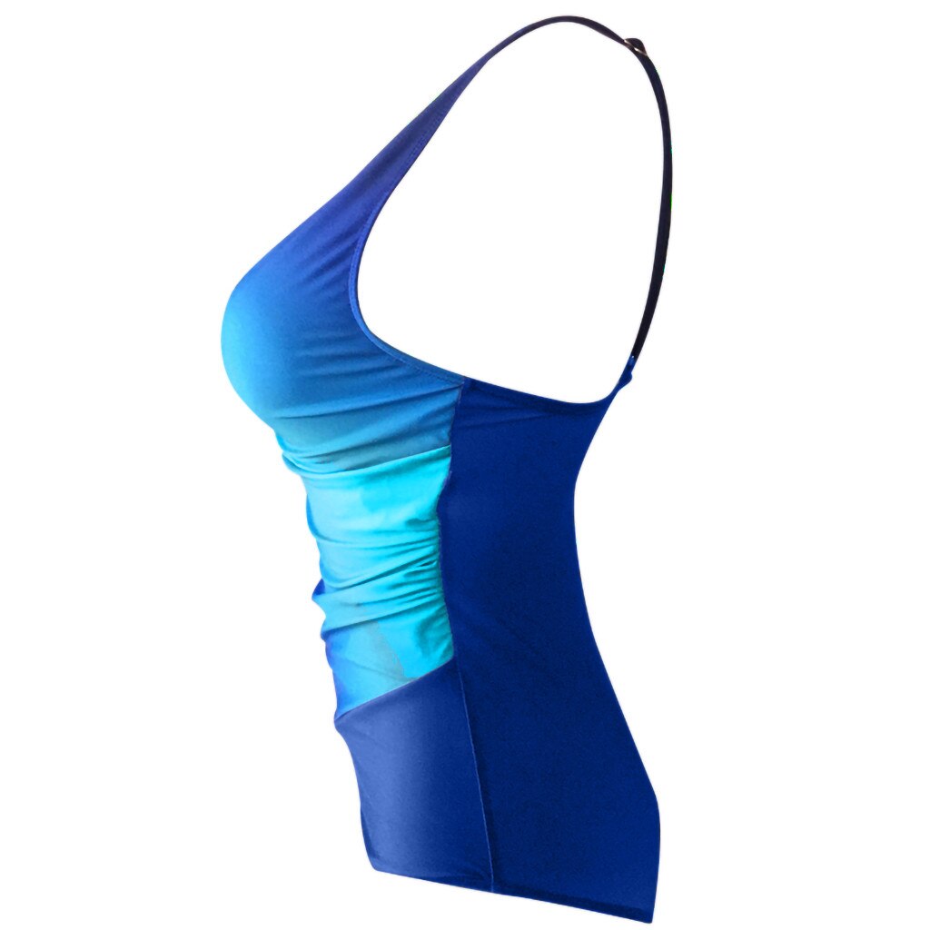 Women'S Two Piece Filled Bra Sexy Gradient Print Siamese Bathing Female Bra Summer Lingerie Beachwear Wire Free