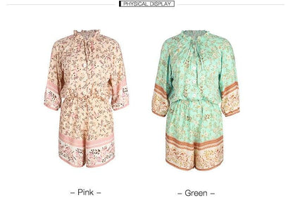Women'S Floral Summer New Fashion V-Neck Casual Jumpsuit